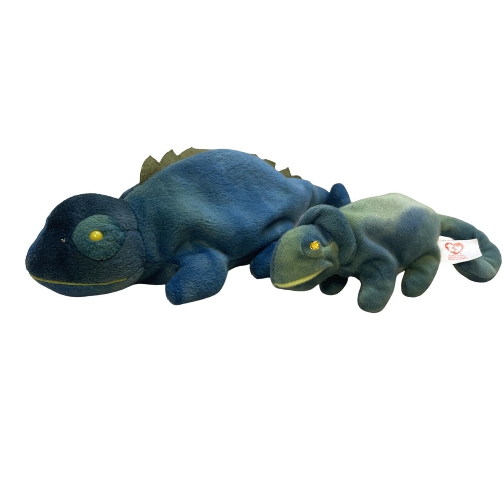 Ty Beanie Babies Collection Rainbow The Chameleon & Mini Plush Toy